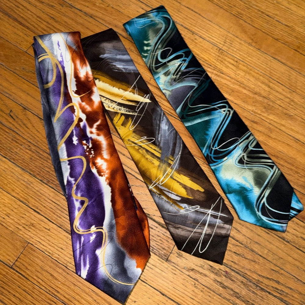 Jerry Garcia Pattern Silk Neck Tie (Set of 3)